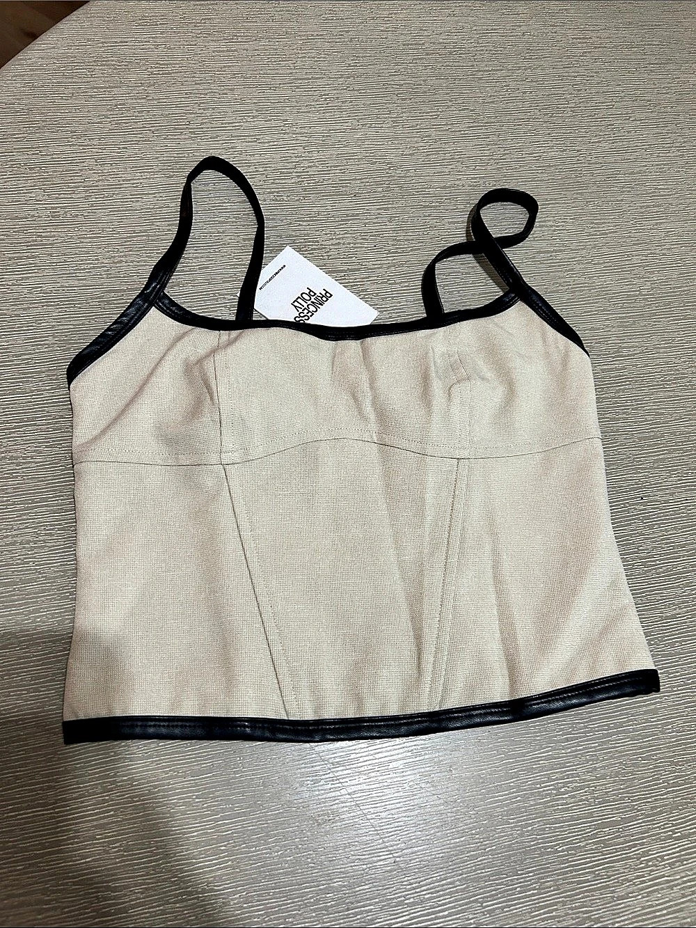 Princess Polly Cream & Black Cami US 4 NWT